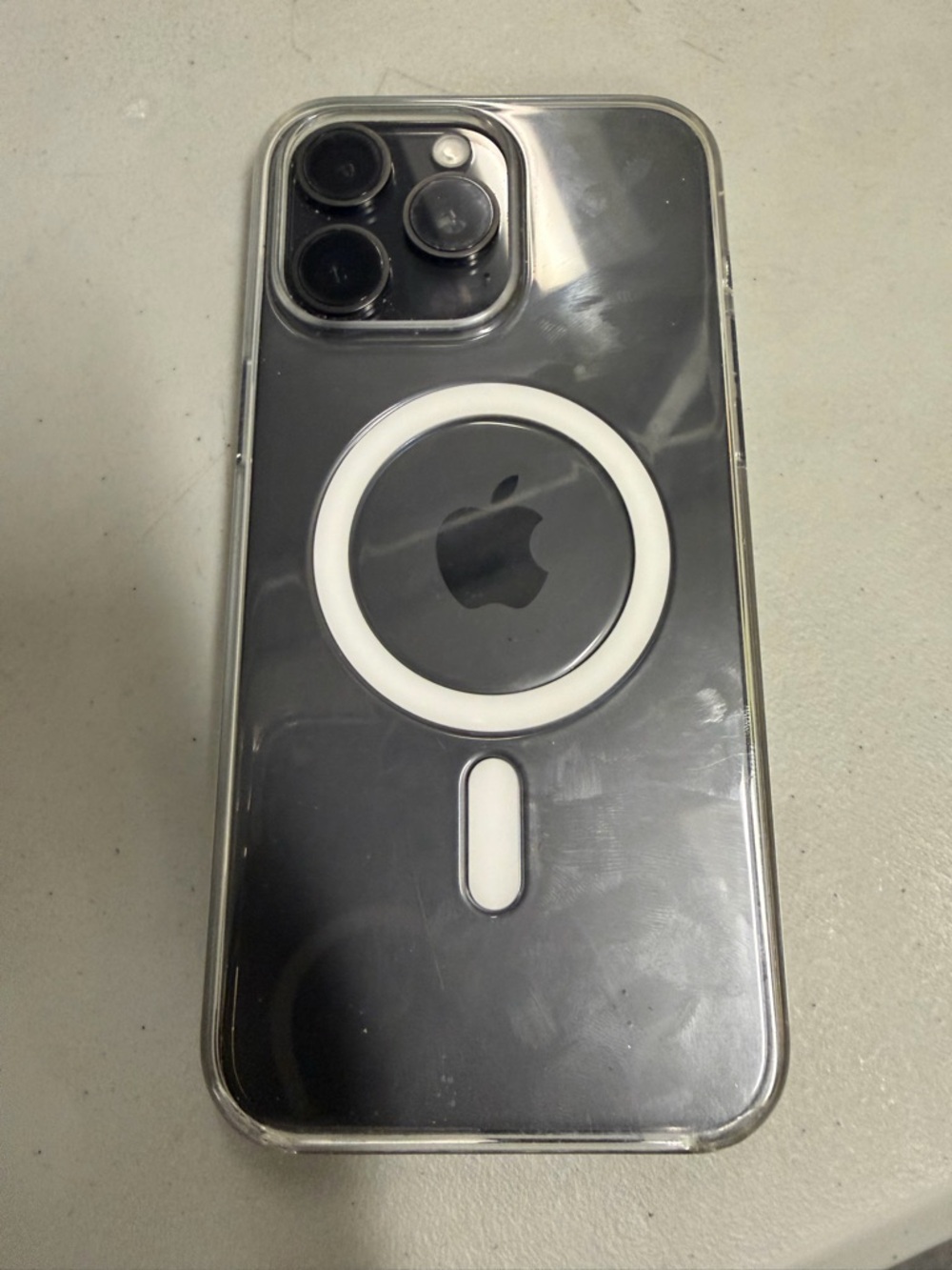 Apple iPhone 15 ProMax in Black with Clear Protective Case